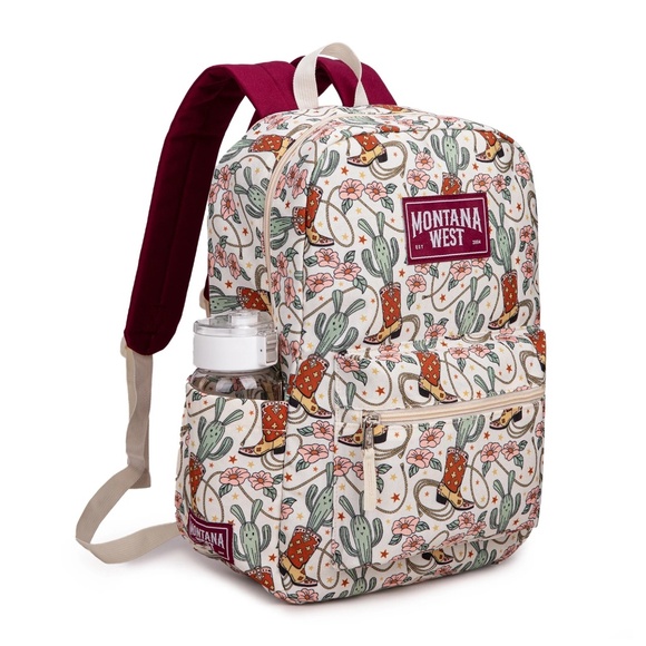 Montana West Cowboy Boots Cactus Print Backpack -2Pcs Set - Khaki main image 6